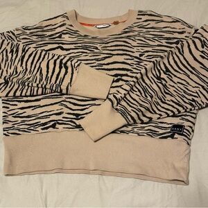 DKNY Sport Gently Used Women's Zebra Tan Black Sweater Size Medium